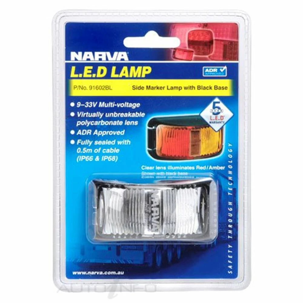 Wholesale 🔔 Narva Model 16 LED Side Marker With 0.5m Cable - Red/Amber, 9-33V 🌟